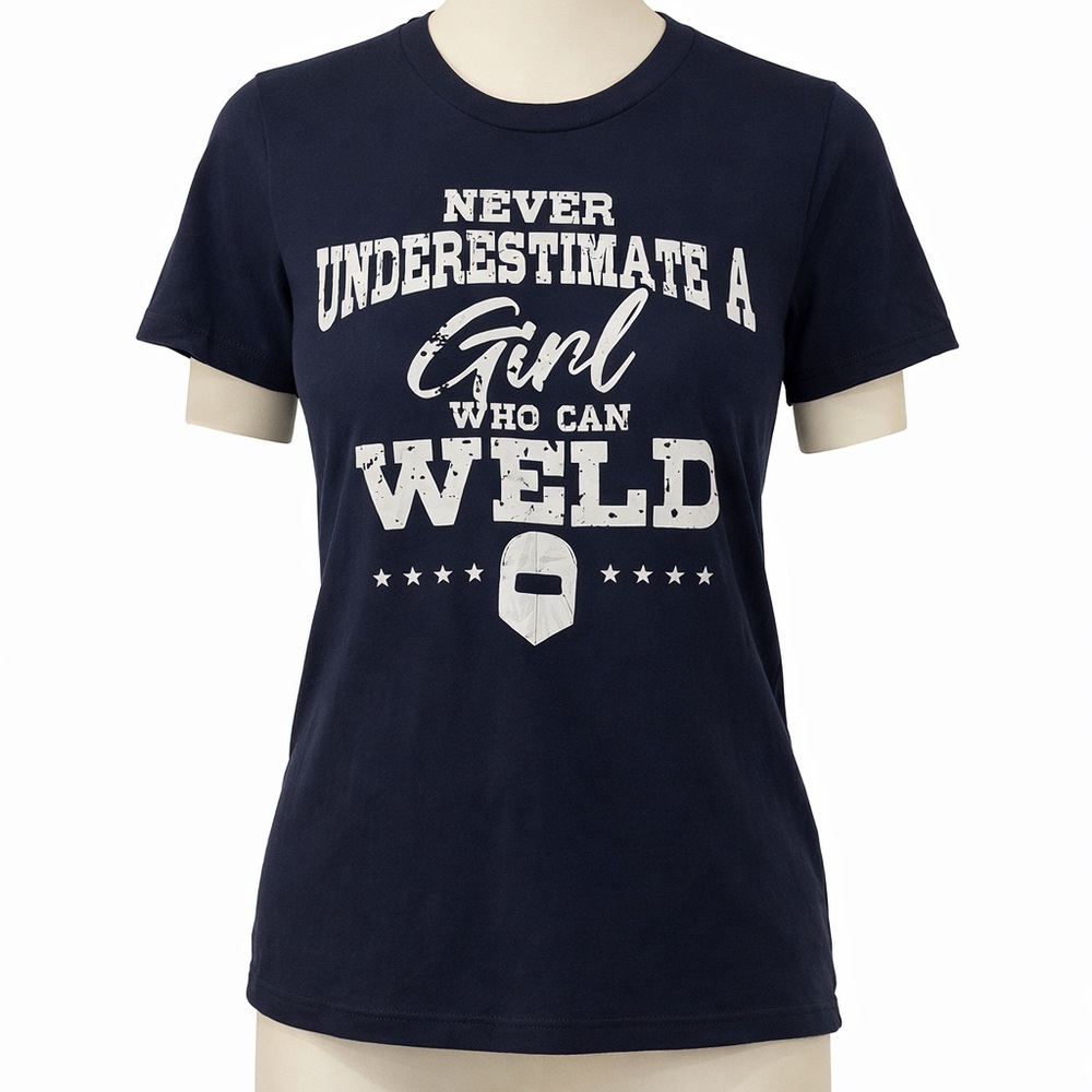 Bella Canvas Navy Welder Tee-Womens Sz L